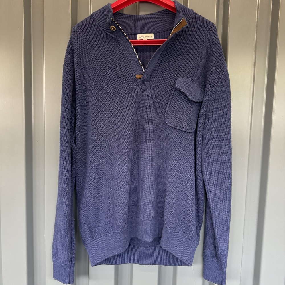 Peter Millar Autumn Cotton‎ Wool Blend 1/4 Zip Sweater Mens XXL